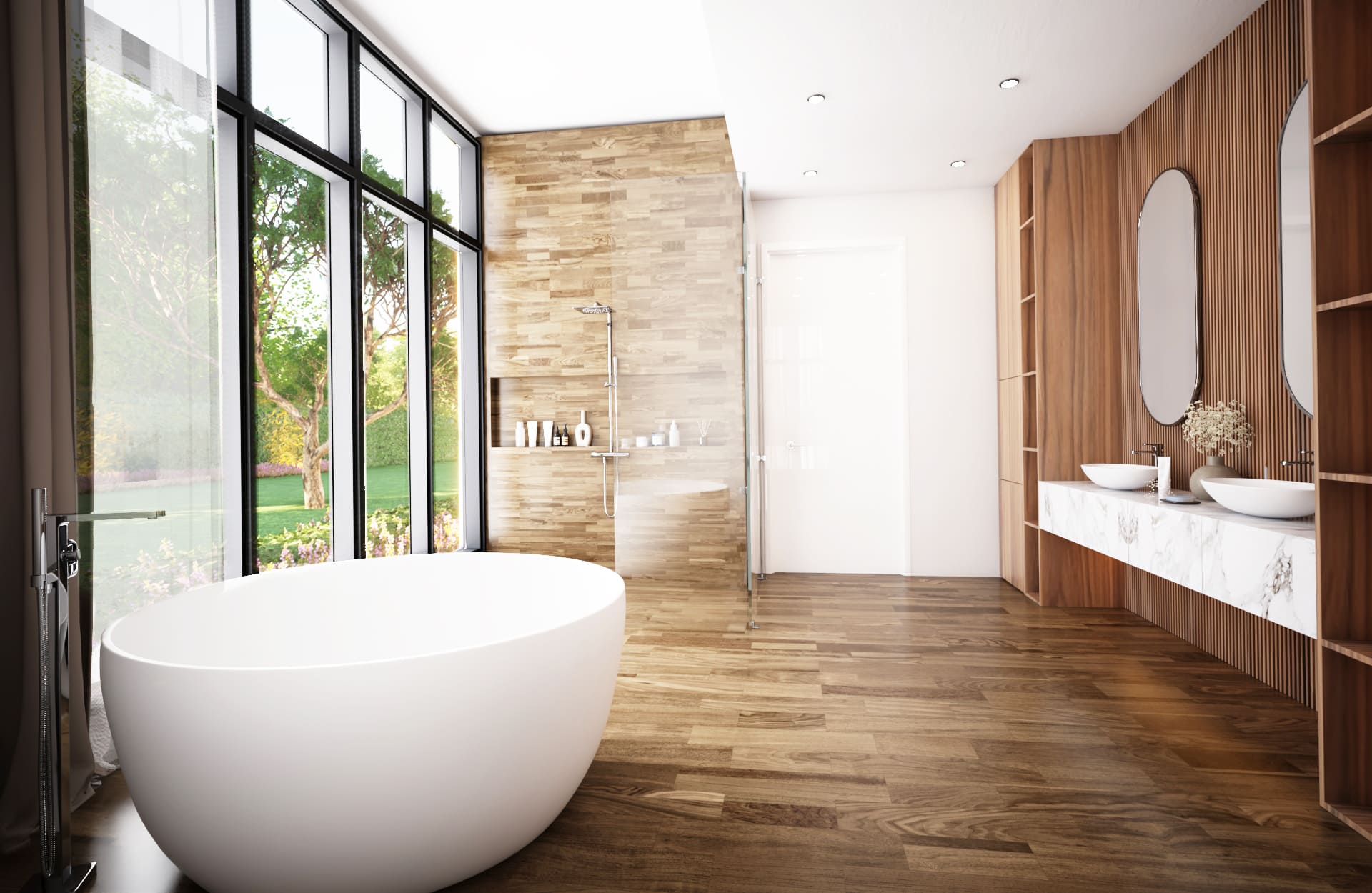 rounded bath with beautiful view